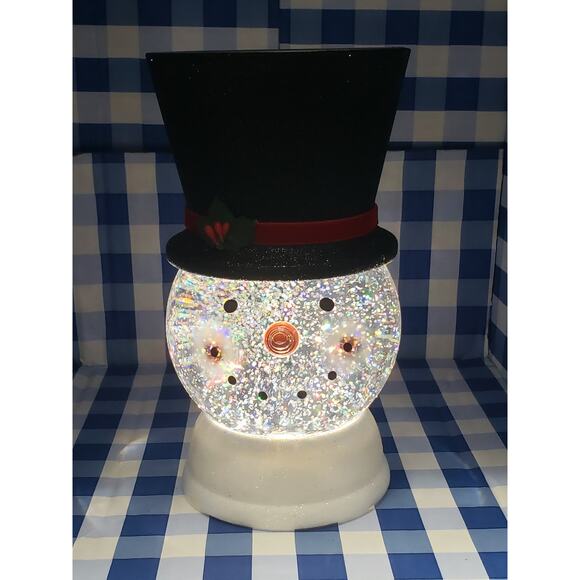 BBW Water Globe Snowman Pedestal Large 3 Wick Candle Holder Home Fragrance Decor - Picture 1 of 2